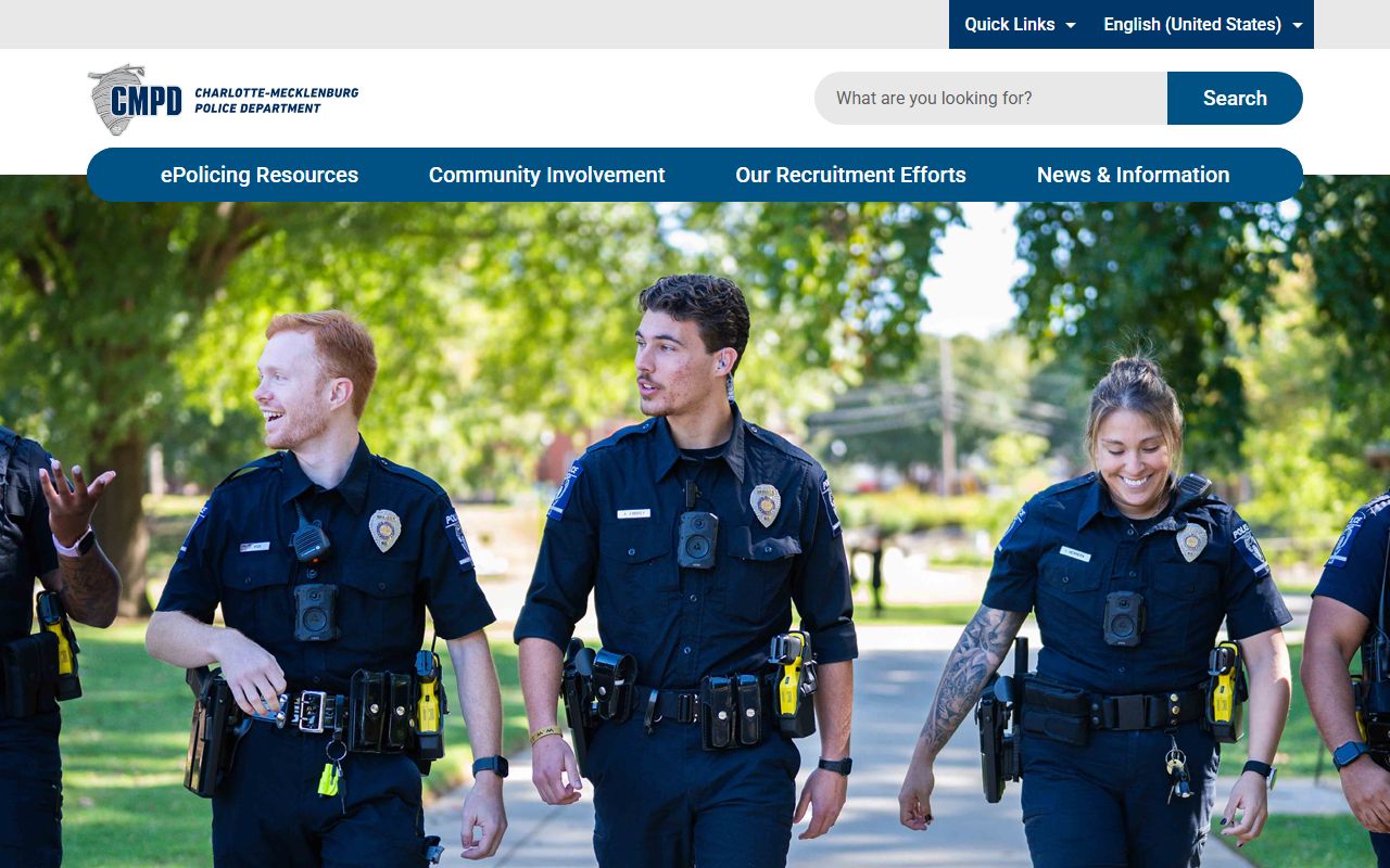 Charlotte-Mecklenburg Police Department homepage for Charlotte police records