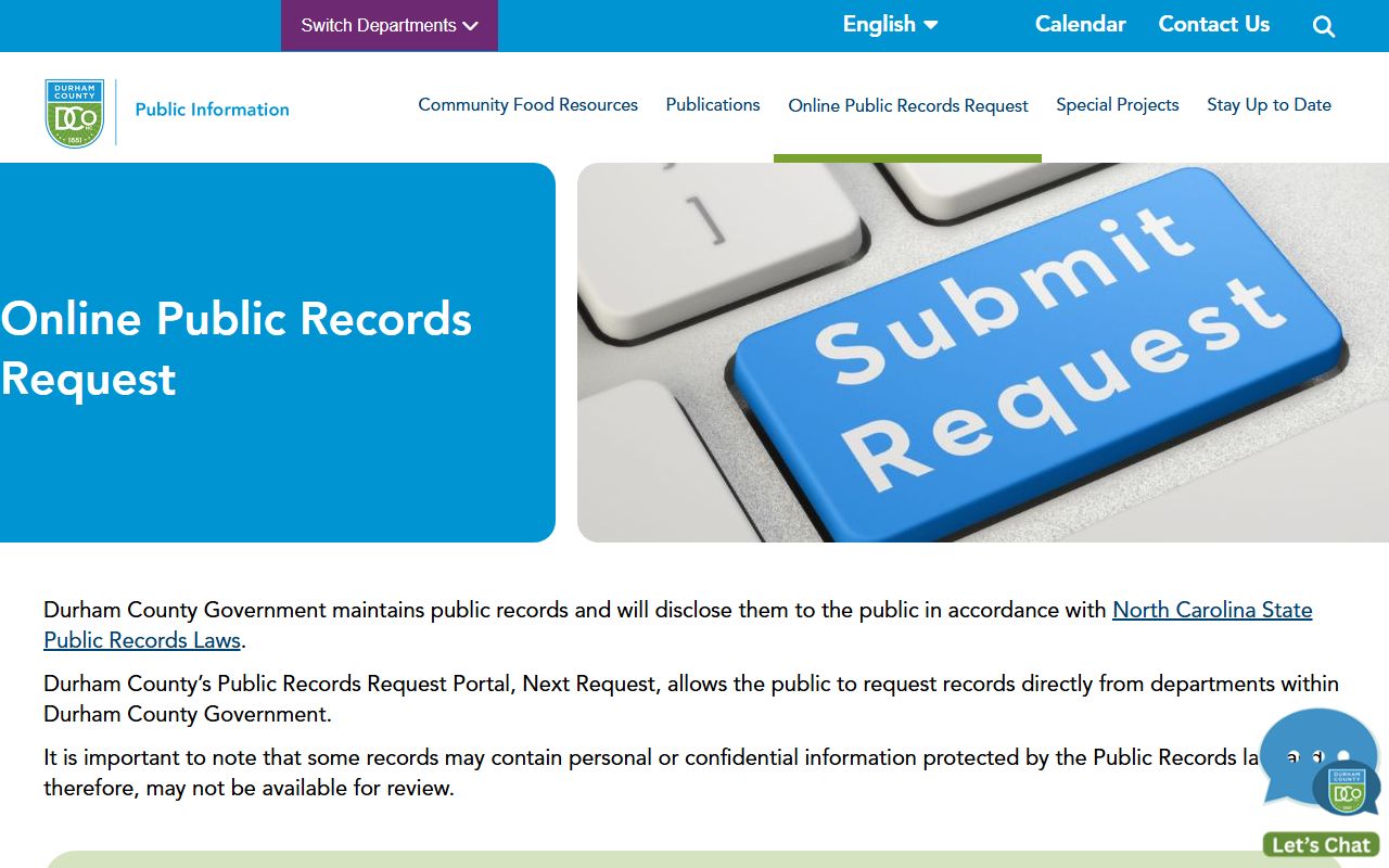 Durham County public records request portal for Durham police records