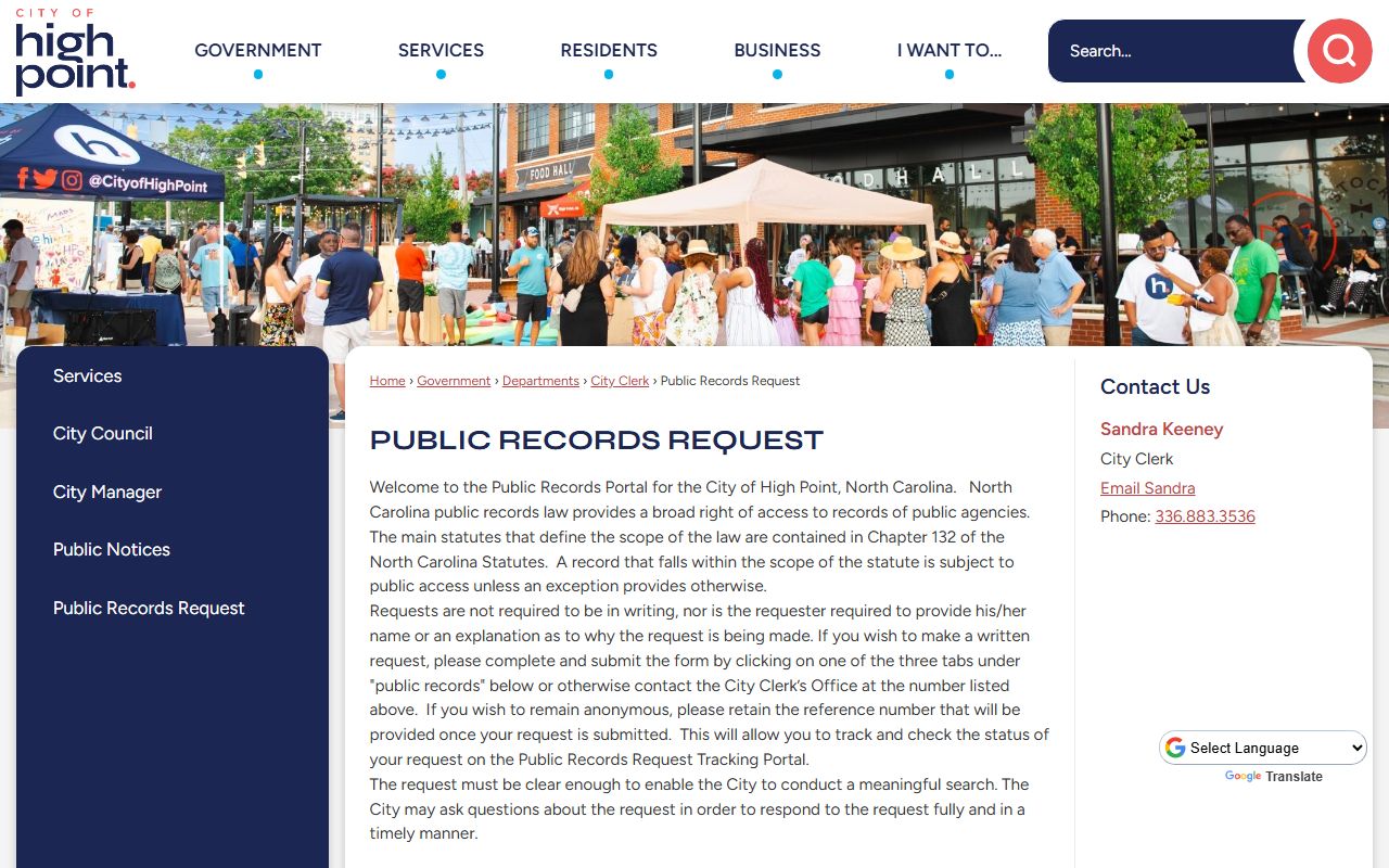 High Point public records request portal for High Point police records