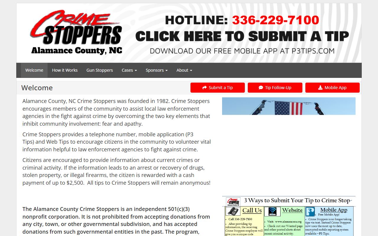 Alamance County Sheriff's Office main page for police records