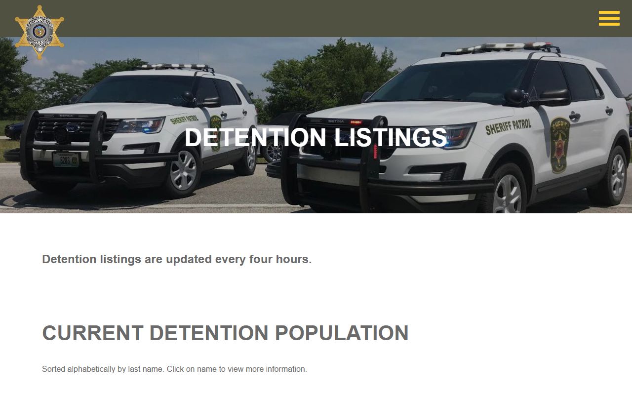 Clay County police records detention listings page
