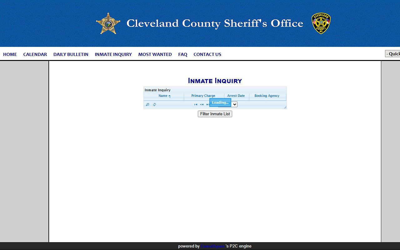 Cleveland County police records inmate inquiry system