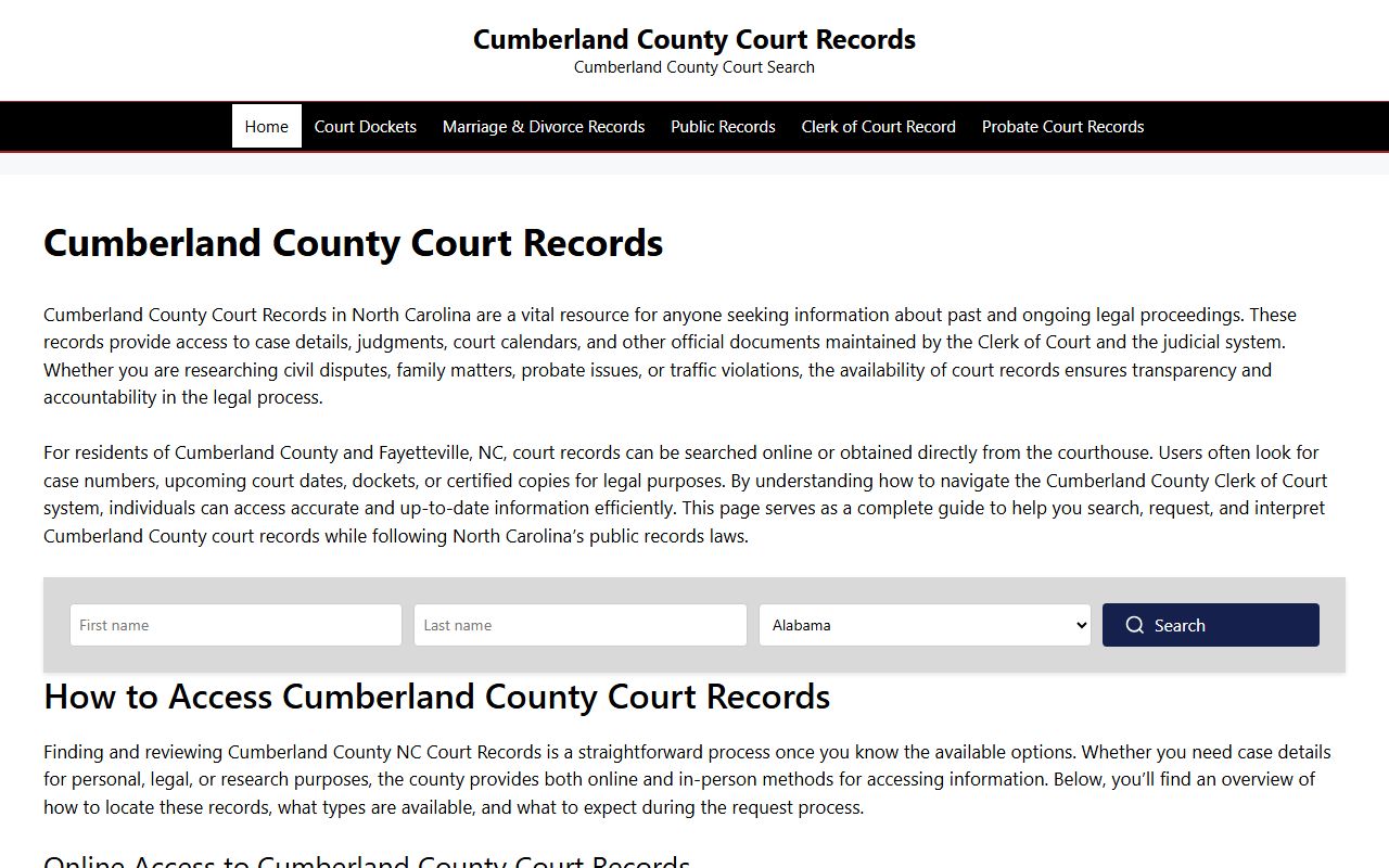 Cumberland County police records Clerk of Court website