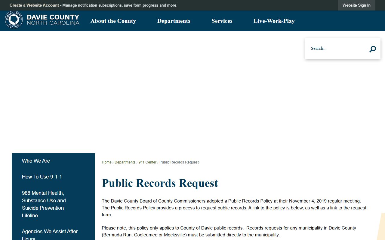 Davie County police records county public records page
