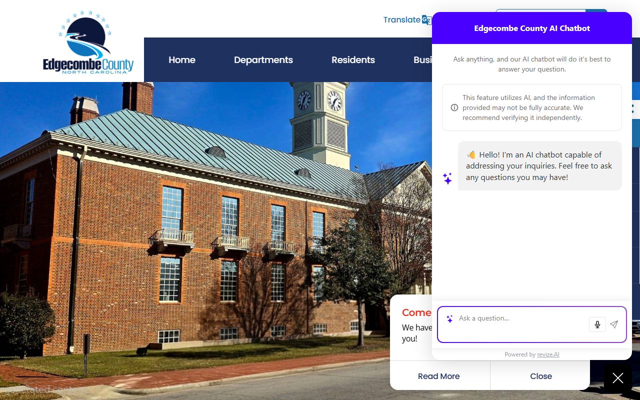 Edgecombe County government website for police records access