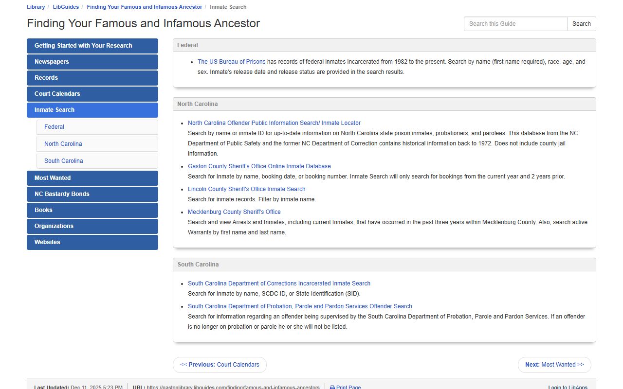 Gaston County inmate search resources for police records