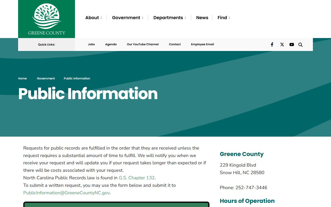 Greene County public information page for police records requests