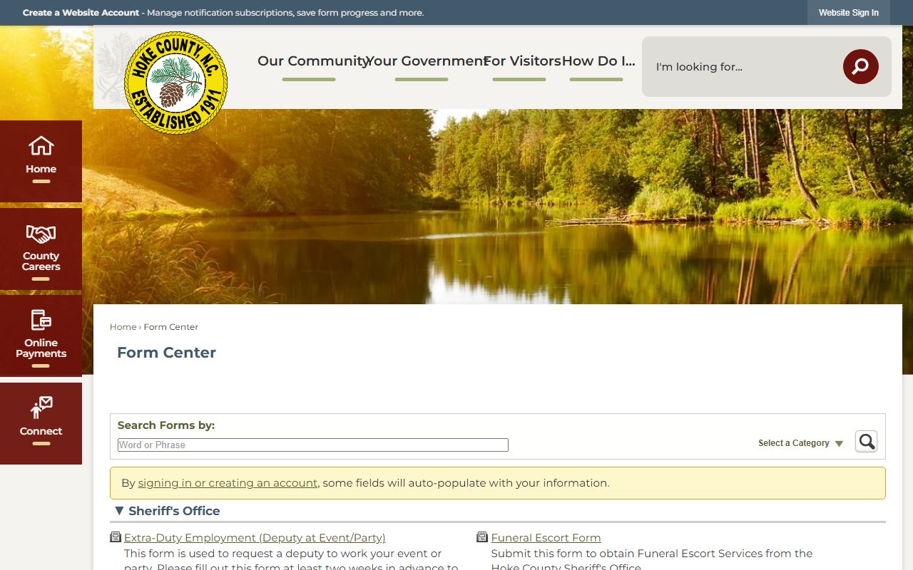 Hoke County Sheriff's Office form center for police record requests