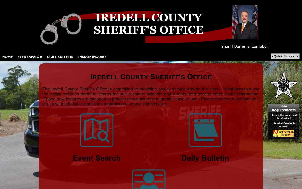 Iredell County P2C portal for searching police records