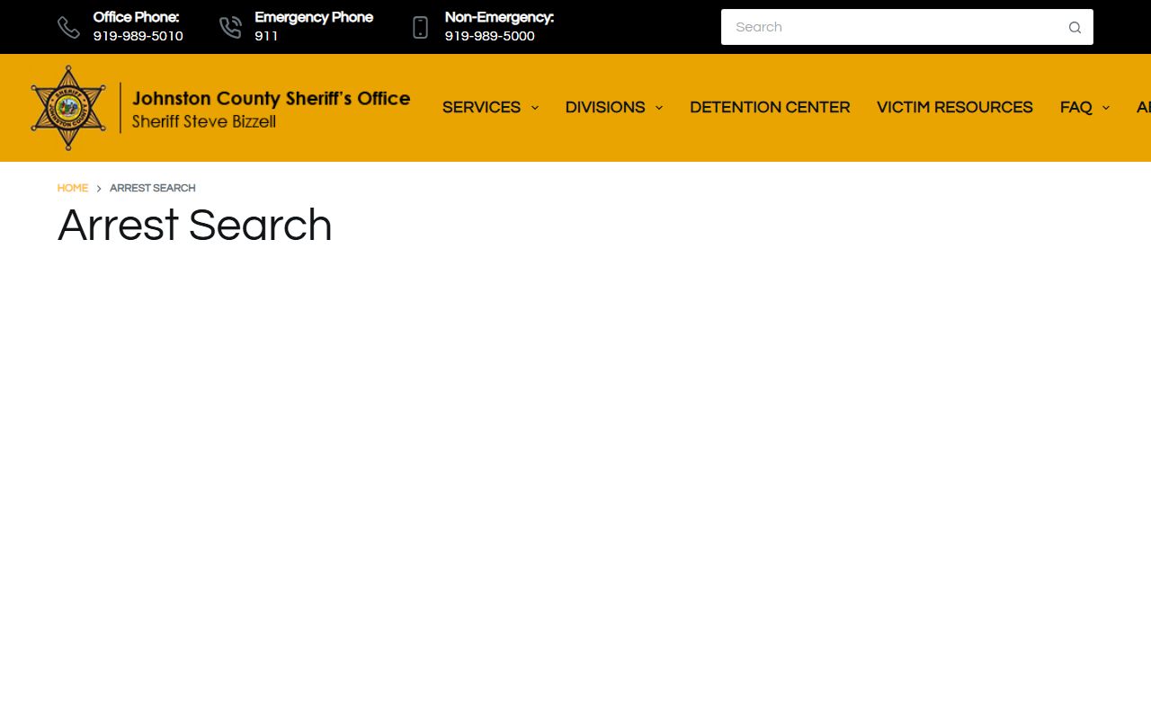 Johnston County arrest search portal for police records