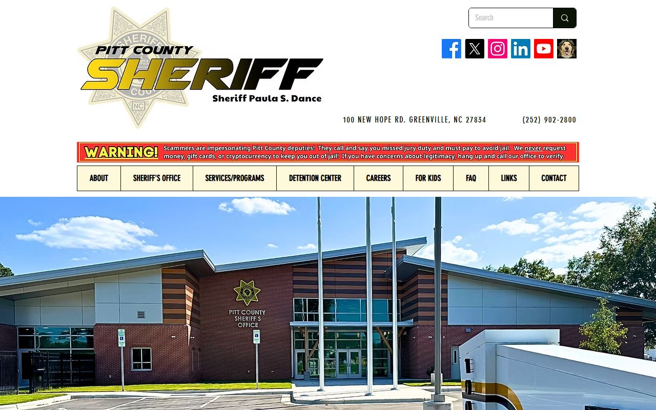Pitt County Sheriff's Office website for police records