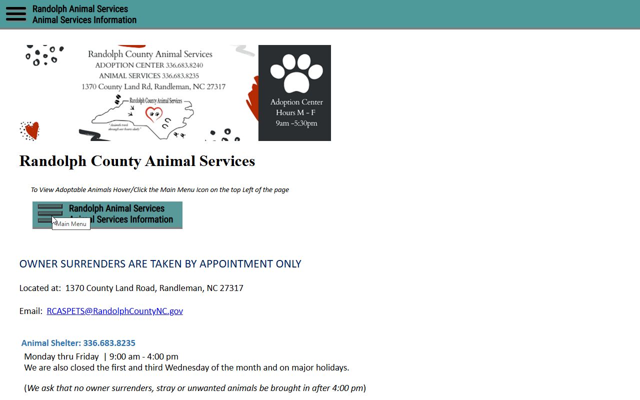 Randolph County Sheriff's Office website for police records