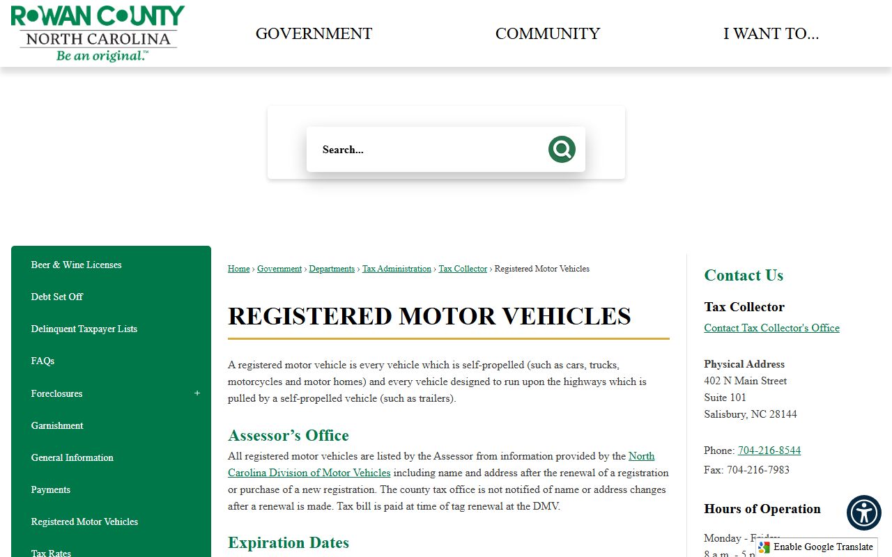 Rowan County Sheriff's Office website for police records